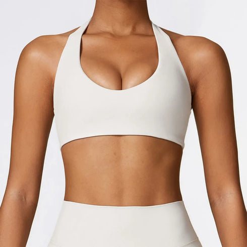 Sujetador deportivo con cuello halter para mujer