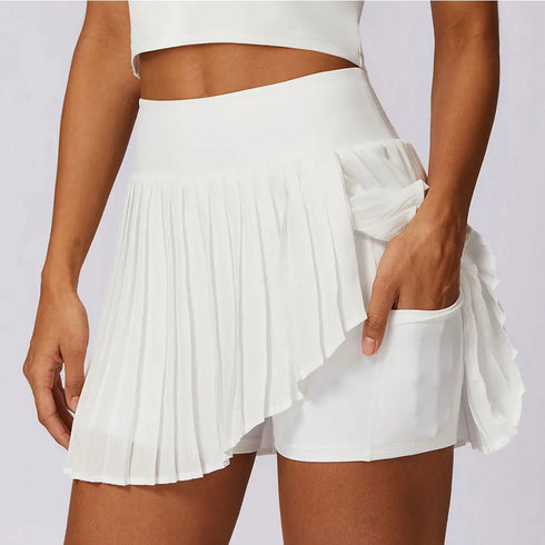 Women's High Waisted Pleated Skirt With Built-In Shorts