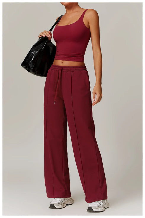 Women's 2-Piece Tank Top and Long Mid Rise Sports Pants Set
