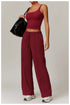Women's 2-Piece Tank Top and Long Mid Rise Sports Pants Set