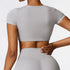 Women Short Sleeve Seamless Crop Top T-Shirt