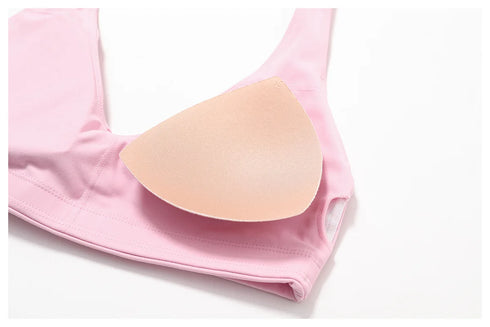 Removable pad for halter sports bra