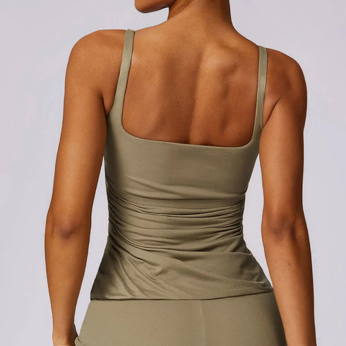 Camiseta sin mangas ajustada para mujer con sujetador incorporado