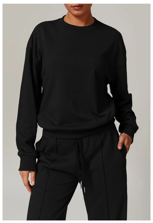 Women's 2-Piece Crewneck Top and Long Mid Rise Sports Pants Set