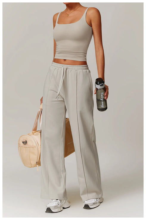 Women's 2-Piece Tank Top and Long Mid Rise Sports Pants Set