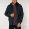 Front view of men’s black organic cotton brushed heavyweight zip up sweatshirt on model – Louvóre apparel