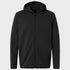 Front view flat lay of men’s black performance zip up hooded jacket – Louvóre apparel