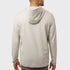 Back view of men’s cream oat performance zip up hooded jacket on model – Louvóre apparel