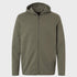 Front view flat lay of men’s pine green performance zip up hooded jacket – Louvóre apparel