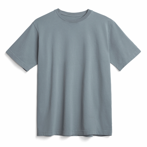 Front view flat lay of men’s ocean haze soft heavyweight organic cotton t-shirt – Louvóre apparel