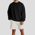 Front view of men’s black ultra heavyweight organic cotton French terry crew neck sweatshirt (500gsm) on model – Louvóre apparel