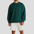 Front view of men’s dark green ultra heavyweight organic cotton French terry crew neck sweatshirt (500gsm) – Louvóre apparel