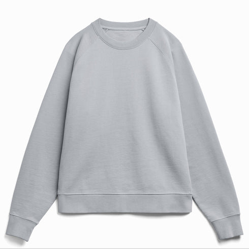 Front view flat lay of men’s silver gray ultra heavyweight organic cotton French terry crew neck sweatshirt (500gsm) – Louvóre apparel