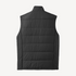 Back view flat lay of men’s black water resistant puffer vest with chest pockets – Louvóre athleisure apparel