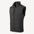 Front view flat lay of men’s black water resistant puffer vest with chest pockets – Louvóre athleisure apparel