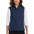 Front view of women’s cream blue navy athletic soft vest on model – Louvóre athleisure apparel