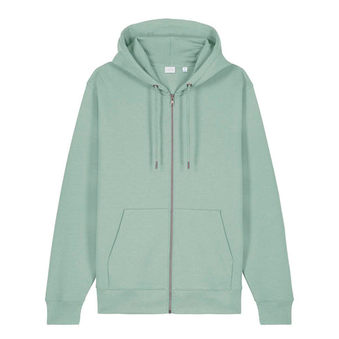 Front view flat lay of women’s aloe organic cotton brushed heavyweight 350GSM zip up sweatshirt – Louvóre athleisure apparel