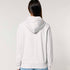 Back view of women’s cool heather gray organic cotton brushed heavyweight 350GSM zip up sweatshirt on model – Louvóre athleisure apparel