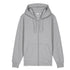 Front view flat lay of women’s heather gray organic cotton brushed heavyweight 350GSM zip up sweatshirt – Louvóre athleisure apparel
