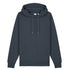 Front view of women’s India ink gray organic cotton heavyweight medium fit hoodie on model – Louvóre apparel