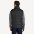 Back view of men’s black water resistant puffer vest with chest pockets on model – Louvóre athleisure apparel
