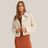 Women's Reversible Suede Sherpa Jacket - Beige Cream