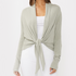 Waffle Knit Long Sleeve Tie Front Cardigan