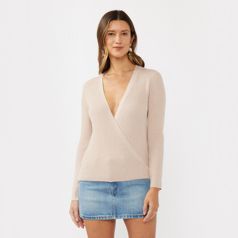 Waffle Knit Long Sleeve Wrap Cardigan