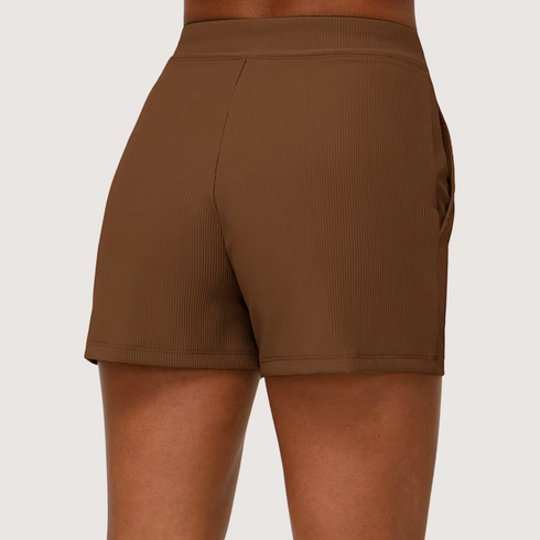 Women's Athletic Ribbed Shorts with Drawstrings