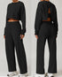 Women's Open Back Cropped Top Wide Boot Pant Set