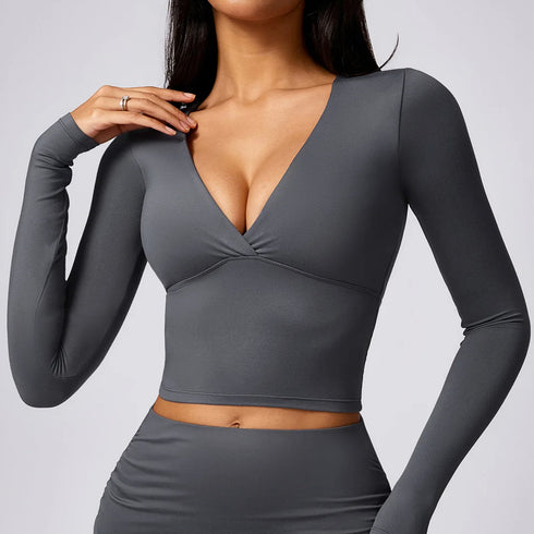 Women's V-neck Long Sleeve Top