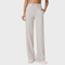 Front view of women’s white pearl high-waist straight leg loose pants – Louvóre athleisure apparel