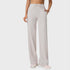 Front view of women’s white pearl high-waist straight leg loose pants – Louvóre athleisure apparel