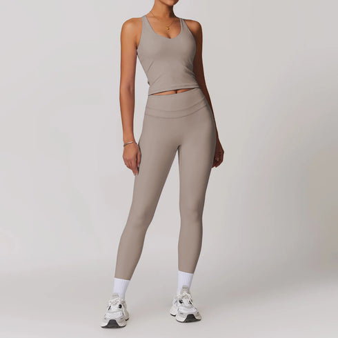 Women's Tank Top with Built-in Sports Bra and Leggings Athletic Set