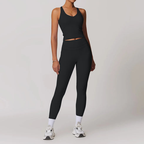 Women's Tank Top with Built-in Sports Bra and Leggings Athletic Set