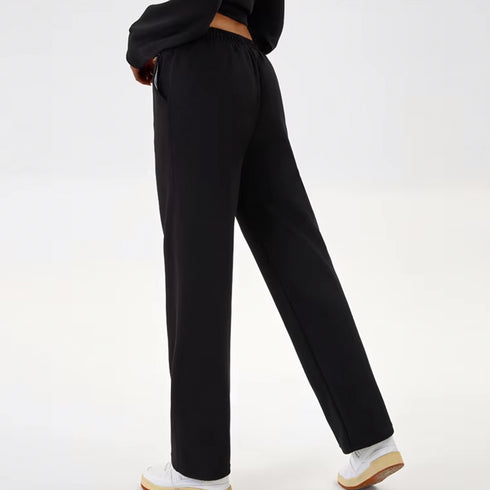 Conjunto de dos piezas de pantalón recto y sudadera con capucha para mujer