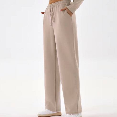 Conjunto de dos piezas de pantalón recto y sudadera con capucha para mujer