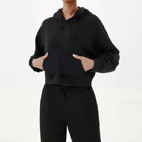 Conjunto de dos piezas de pantalón recto y sudadera con capucha para mujer