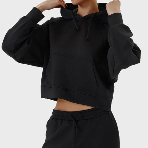 Conjunto de dos piezas de pantalón recto y sudadera con capucha para mujer