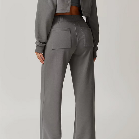 Women's Open Back Cropped Top Wide Boot Pant Set