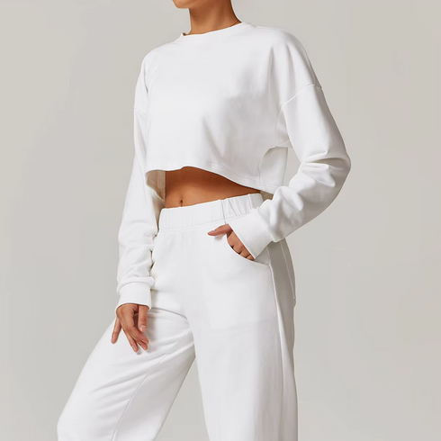 Women's Open Back Cropped Top Wide Boot Pant Set