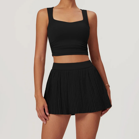 Women's Athletic Tank Top and Pleated Skirt Set