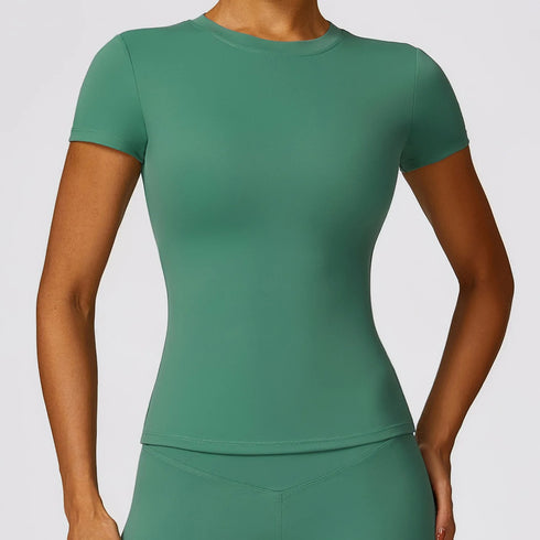 Women's Crewneck Short Sleeve Shirt – Form Fitting Athletic Blend Fabric