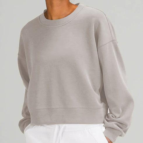 Women's Oversized Relaxed Fit Cropped Crewneck Sweatshirt
