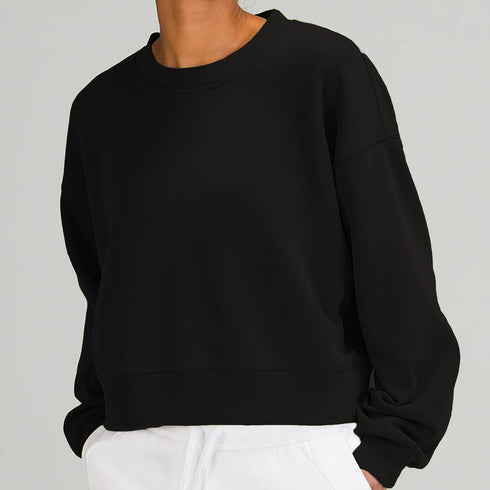 Women's Oversized Relaxed Fit Cropped Crewneck Sweatshirt
