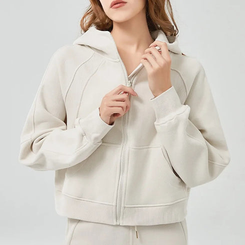 Women's Cropped Oversized Full Zip Hoodie