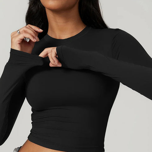 Women's Fitted Long Sleeve Crop Top