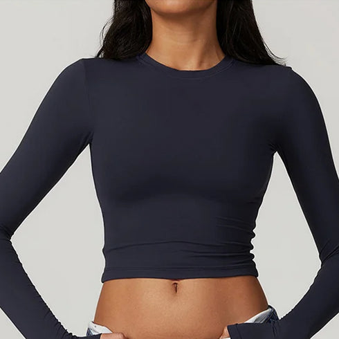 Women's Fitted Long Sleeve Crop Top