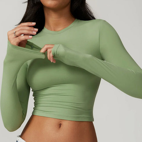 Women's Fitted Long Sleeve Crop Top