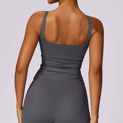 Camiseta sin mangas ajustada para mujer con sujetador incorporado